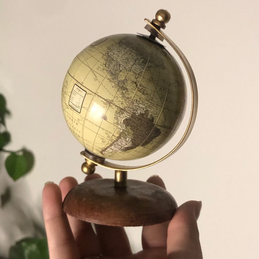 Miniature World Globe with Solid Wood Base